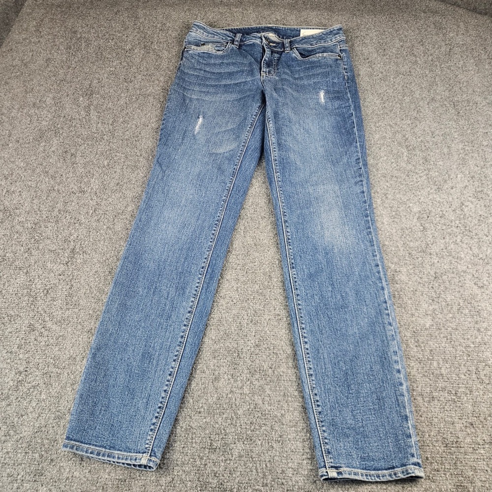 Two by Vince Camuto Womens Straight Leg Jeans Blue Distressed 28/6 Medium Wash